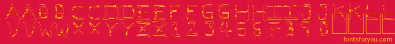 フォントPfVeryverybadfont7Liquid – 赤い背景にオレンジの文字