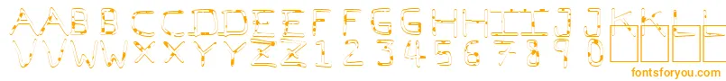 PfVeryverybadfont7Liquid-Schriftart – Orangefarbene Schriften auf weißem Hintergrund
