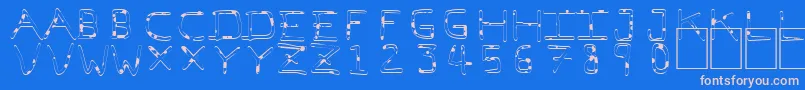 PfVeryverybadfont7Liquid-fontti – vaaleanpunaiset fontit sinisellä taustalla