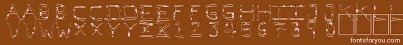 PfVeryverybadfont7Liquid-fontti – vaaleanpunaiset fontit ruskealla taustalla