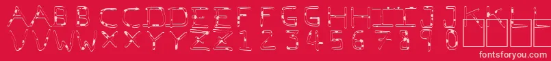 PfVeryverybadfont7Liquid-fontti – vaaleanpunaiset fontit punaisella taustalla