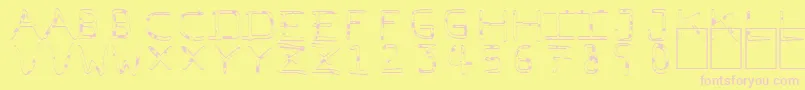 PfVeryverybadfont7Liquid-fontti – vaaleanpunaiset fontit keltaisella taustalla