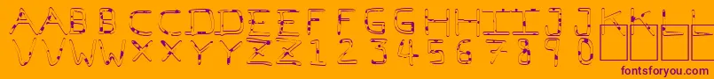 Czcionka PfVeryverybadfont7Liquid – fioletowe czcionki na pomarańczowym tle