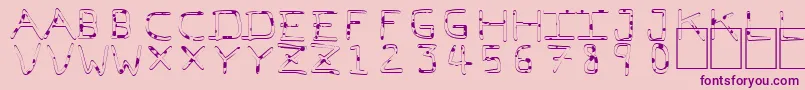 フォントPfVeryverybadfont7Liquid – ピンクの背景に紫のフォント