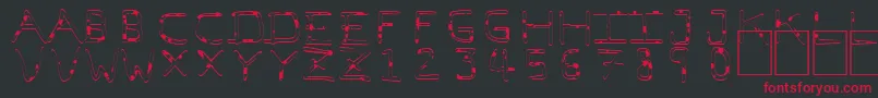 フォントPfVeryverybadfont7Liquid – 黒い背景に赤い文字