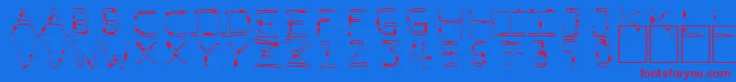 PfVeryverybadfont7Liquid-fontti – punaiset fontit sinisellä taustalla
