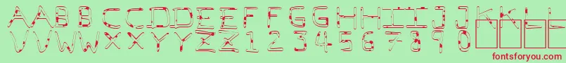 PfVeryverybadfont7Liquid-fontti – punaiset fontit vihreällä taustalla
