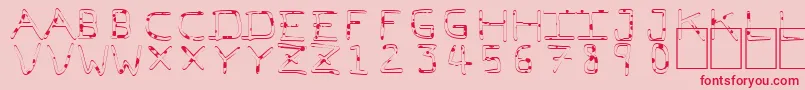 PfVeryverybadfont7Liquid-fontti – punaiset fontit vaaleanpunaisella taustalla