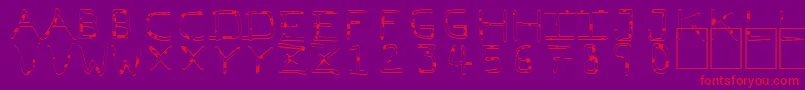PfVeryverybadfont7Liquid-fontti – punaiset fontit violetilla taustalla