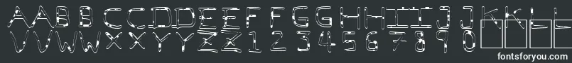 PfVeryverybadfont7Liquid-fontti – valkoiset fontit mustalla taustalla