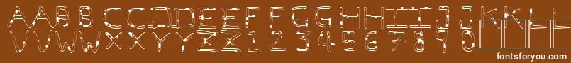 PfVeryverybadfont7Liquid-fontti – valkoiset fontit ruskealla taustalla