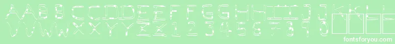 PfVeryverybadfont7Liquid-Schriftart – Weiße Schriften auf grünem Hintergrund