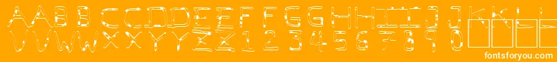 PfVeryverybadfont7Liquid-Schriftart – Weiße Schriften auf orangefarbenem Hintergrund