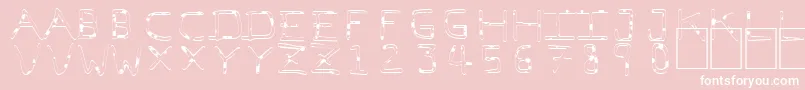 PfVeryverybadfont7Liquid-fontti – valkoiset fontit vaaleanpunaisella taustalla