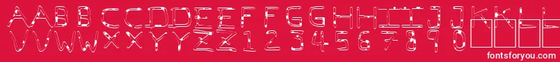 PfVeryverybadfont7Liquid-Schriftart – Weiße Schriften auf rotem Hintergrund