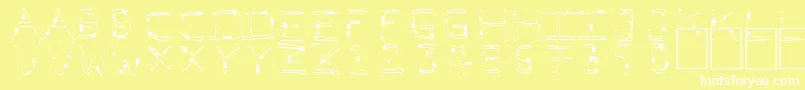 PfVeryverybadfont7Liquid-Schriftart – Weiße Schriften auf gelbem Hintergrund