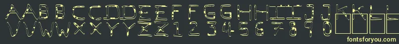 フォントPfVeryverybadfont7Liquid – 黒い背景に黄色の文字