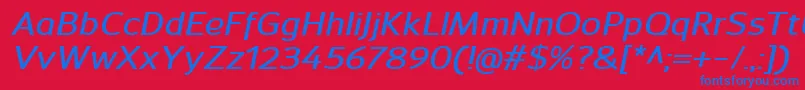 SavileDemibolditalic Font – Blue Fonts on Red Background