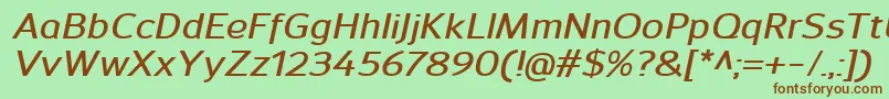 SavileDemibolditalic Font – Brown Fonts on Green Background
