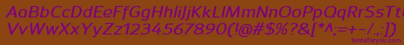 SavileDemibolditalic Font – Purple Fonts on Brown Background