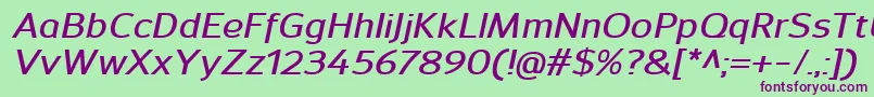 SavileDemibolditalic Font – Purple Fonts on Green Background