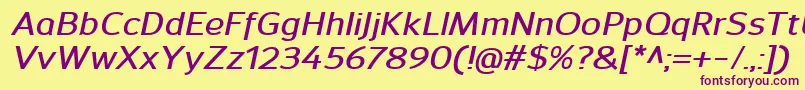 SavileDemibolditalic Font – Purple Fonts on Yellow Background