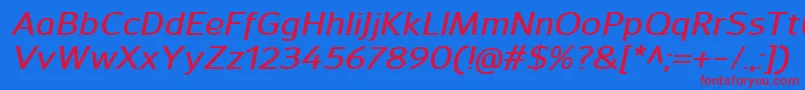 SavileDemibolditalic Font – Red Fonts on Blue Background