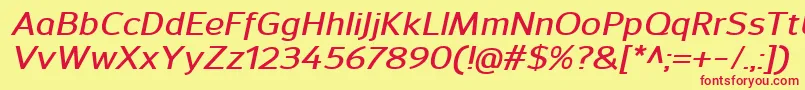 SavileDemibolditalic Font – Red Fonts on Yellow Background