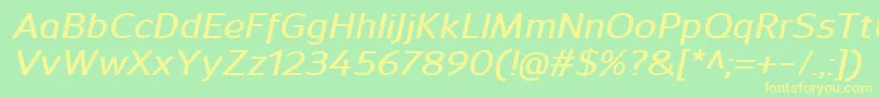 SavileDemibolditalic Font – Yellow Fonts on Green Background