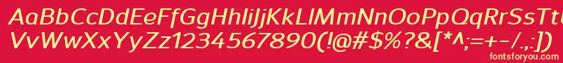 SavileDemibolditalic Font – Yellow Fonts on Red Background