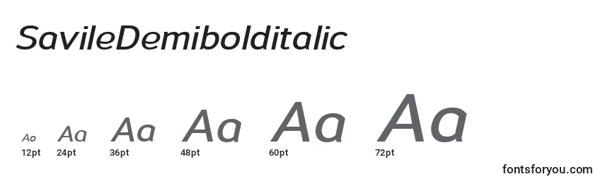 SavileDemibolditalic Font Sizes