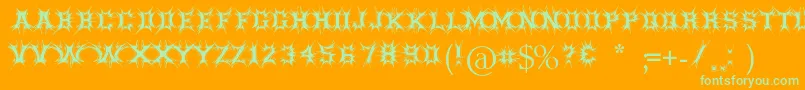 Threatened Font – Green Fonts on Orange Background