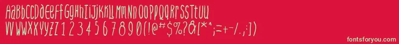 フォントSteepquickhand – 赤い背景に緑の文字