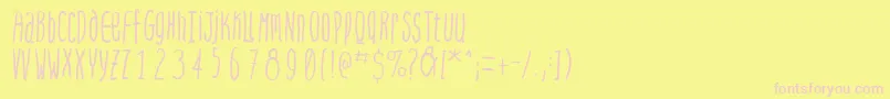 Steepquickhand-fontti – vaaleanpunaiset fontit keltaisella taustalla
