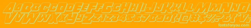 Fonte Thunderstrike3D – fontes verdes em um fundo laranja
