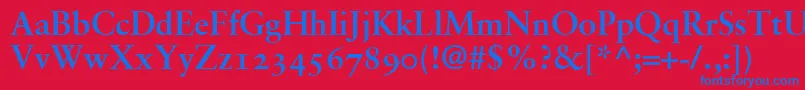SabonBoldOldstyleFigures-Schriftart – Blaue Schriften auf rotem Hintergrund