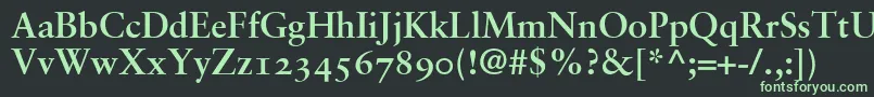 SabonBoldOldstyleFigures-fontti – vihreät fontit mustalla taustalla