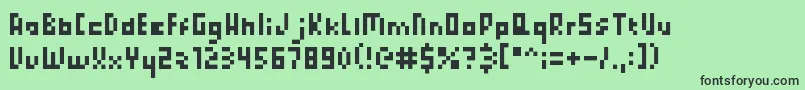 PixelatedPrincess-fontti – mustat fontit vihreällä taustalla