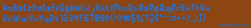 PixelatedPrincess-Schriftart – Blaue Schriften auf braunem Hintergrund