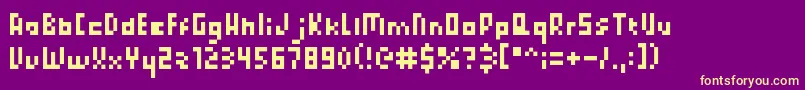 PixelatedPrincess-fontti – keltaiset fontit violetilla taustalla