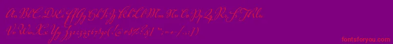 VolutascriptproRegular-Schriftart – Rote Schriften auf violettem Hintergrund