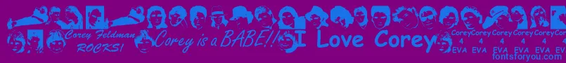 フォントWeloc – 紫色の背景に青い文字