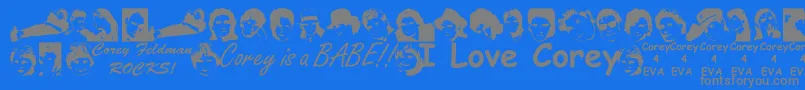 Weloc-fontti – harmaat kirjasimet sinisellä taustalla
