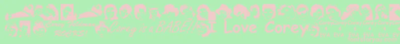 Weloc-fontti – vaaleanpunaiset fontit vihreällä taustalla