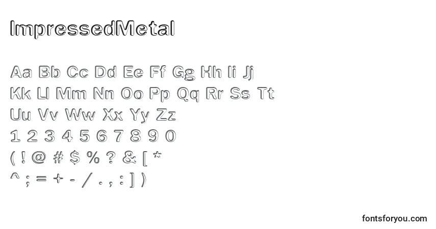 Fuente ImpressedMetal - alfabeto, números, caracteres especiales