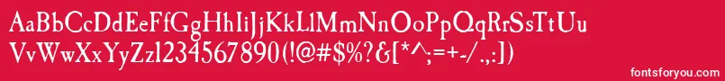 フォントCaslonAntiqueRegular – 赤い背景に白い文字