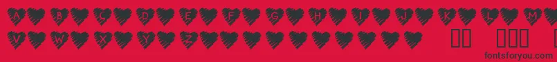 KrScribbleHeart-fontti – mustat fontit punaisella taustalla