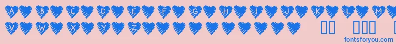 KrScribbleHeart-Schriftart – Blaue Schriften auf rosa Hintergrund