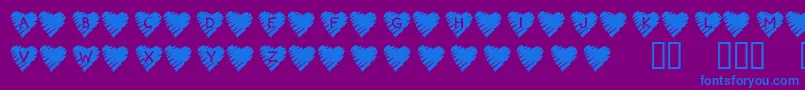 KrScribbleHeart Font – Blue Fonts on Purple Background