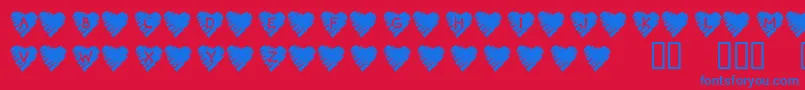 Police KrScribbleHeart – polices bleues sur fond rouge